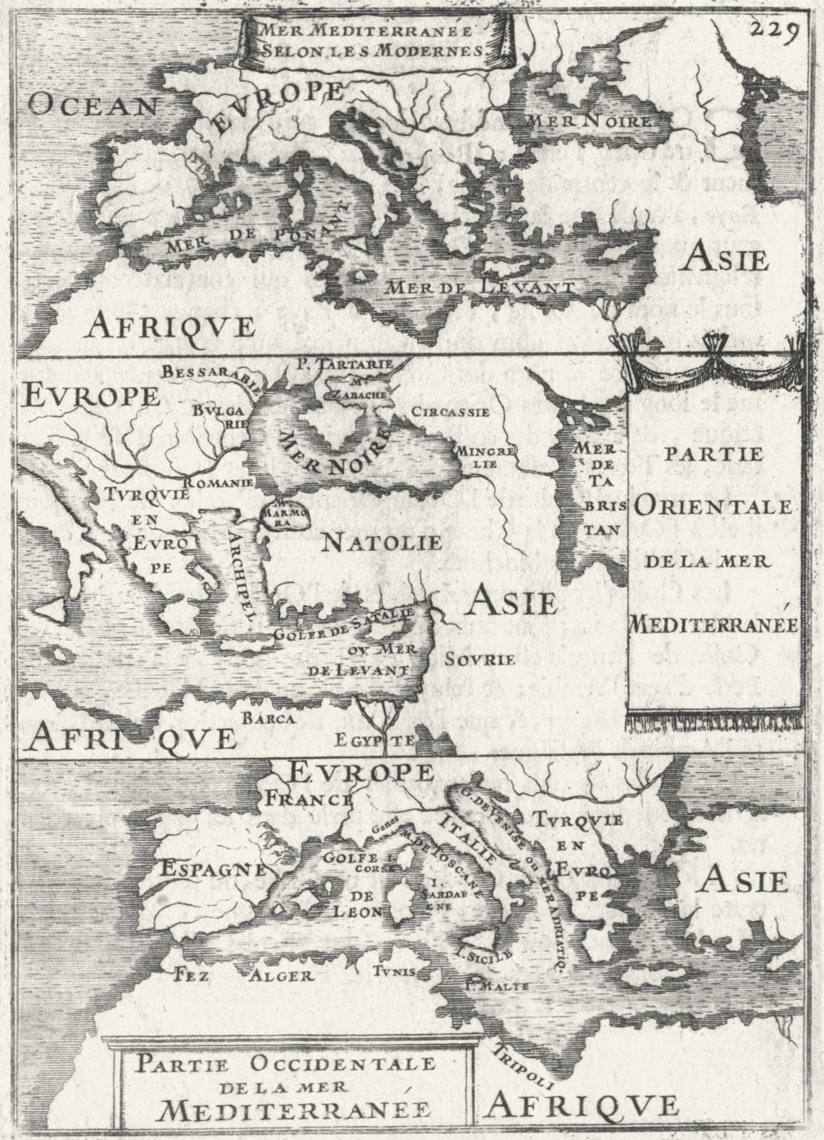 MEDITERRANEAN. Du Globe Terrestre; Mallet 1702 old antique map plan chart